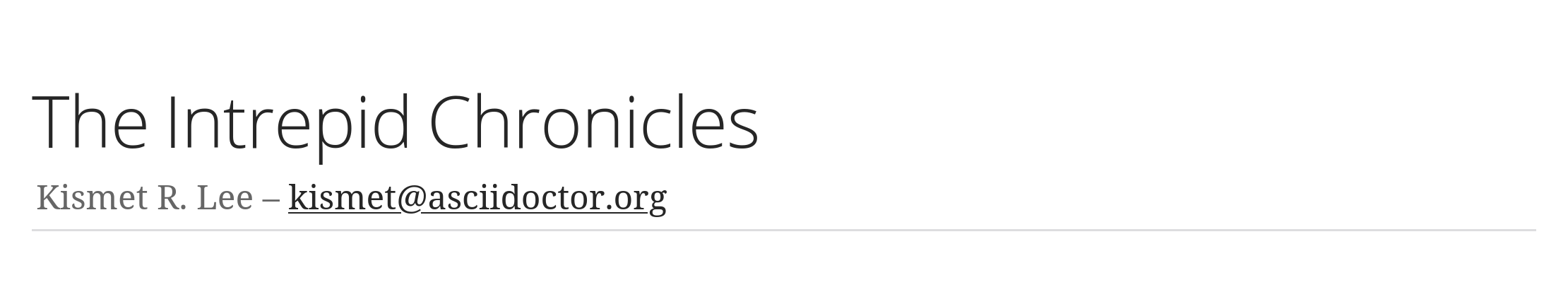 Byline containing author information from the explicitly set author and email attributes